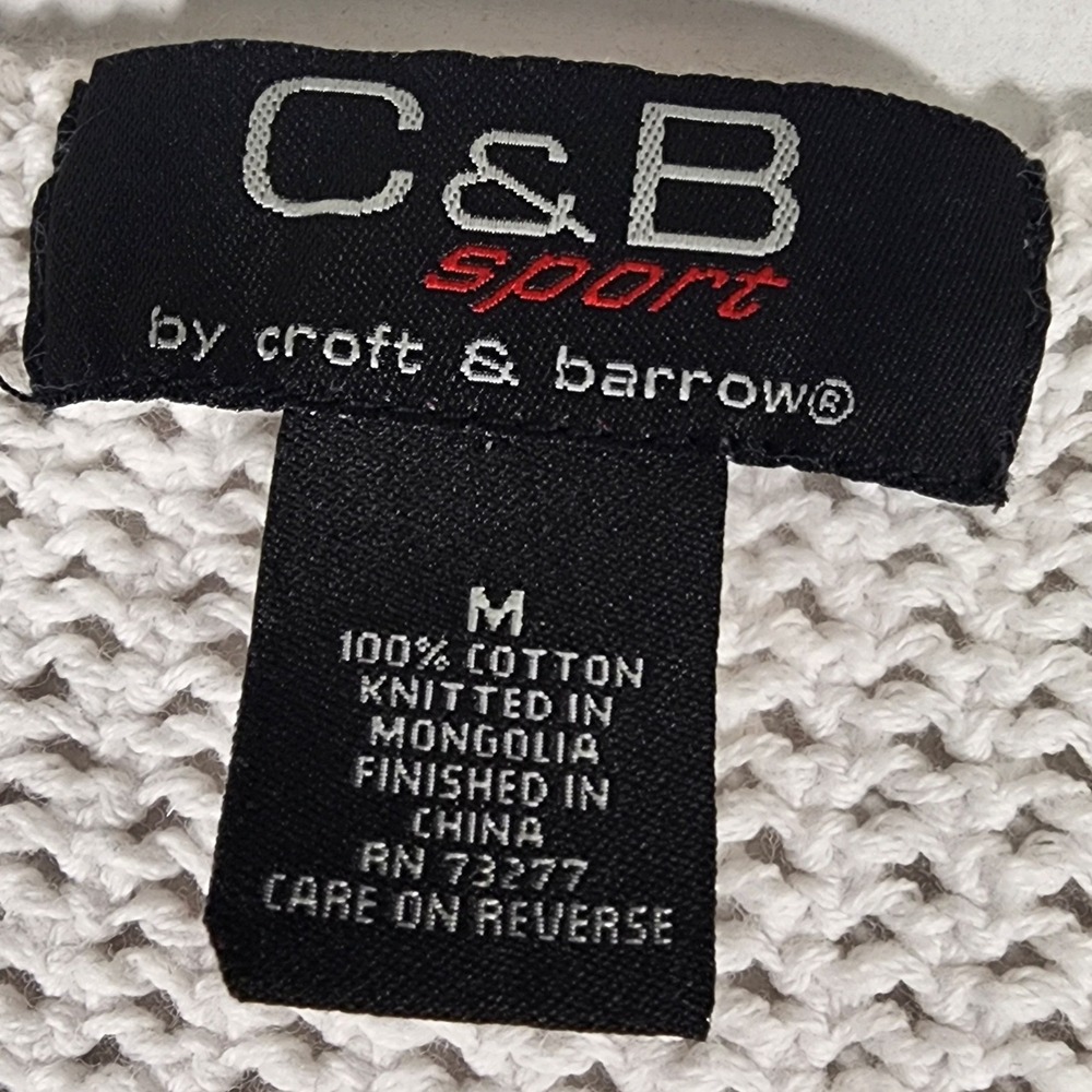 Croft & Barrow Sport White Knit Sweater American Flag Applique Size M - Picture 3 of 11